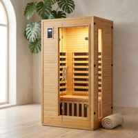 2024 Upgrade 1 to 2 Person Infrared Sauna, Low EMF Infrared Sauna for Home, Indoor Sauna Room, Hemlock Wooden Far Infrared Sauna, Dry Sauna with Bluetooth Speakers, LED Reading and Chromotherapy Lamp — Studio Shot