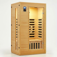 2024 Upgrade 1 to 2 Person Infrared Sauna, Low EMF Infrared Sauna for Home, Indoor Sauna Room, Hemlock Wooden Far Infrared Sauna, Dry Sauna with Bluetooth Speakers, LED Reading and Chromotherapy Lamp — Studio Shot