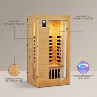2024 Upgrade 1 to 2 Person Infrared Sauna, Low EMF Infrared Sauna for Home, Indoor Sauna Room, Hemlock Wooden Far Infrared Sauna, Dry Sauna with Bluetooth Speakers, LED Reading and Chromotherapy Lamp — infographic